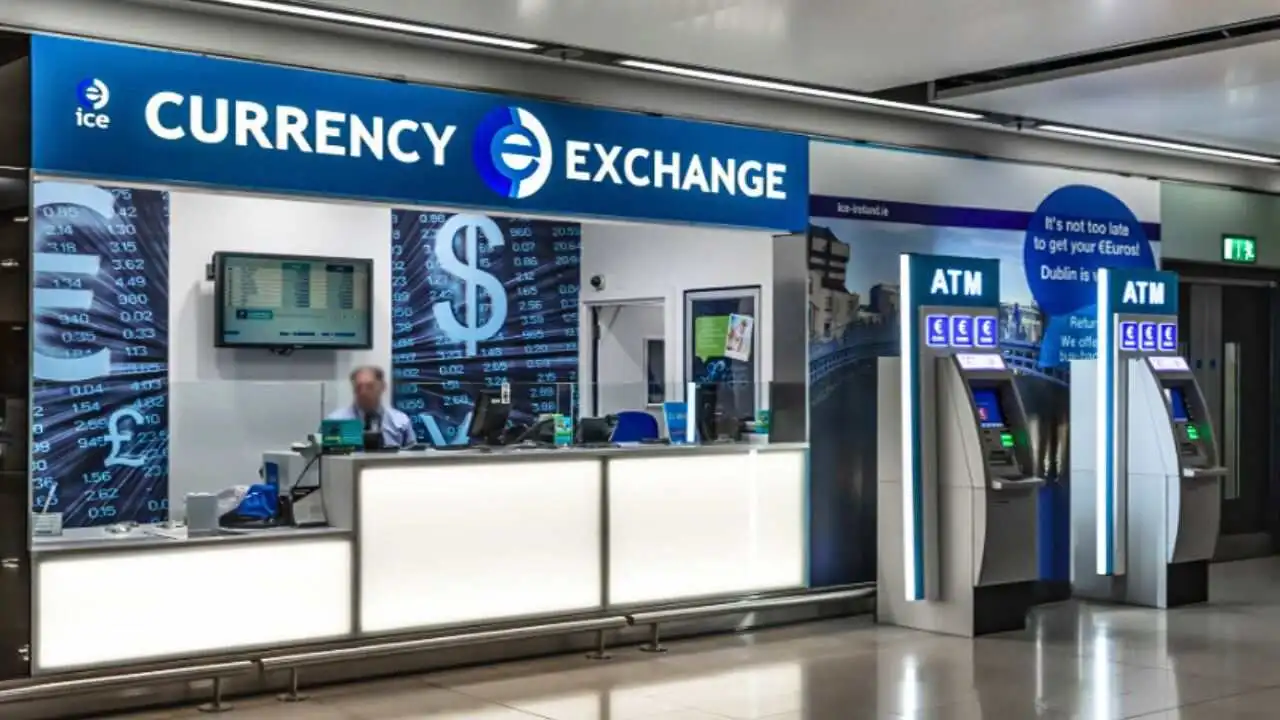 Currency exchange counter at Dallas Fort Worth International Airport (DFW)