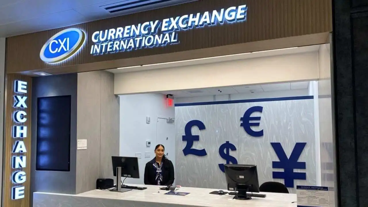 JFK Airport currency exchange counter for foreign currency conversion services